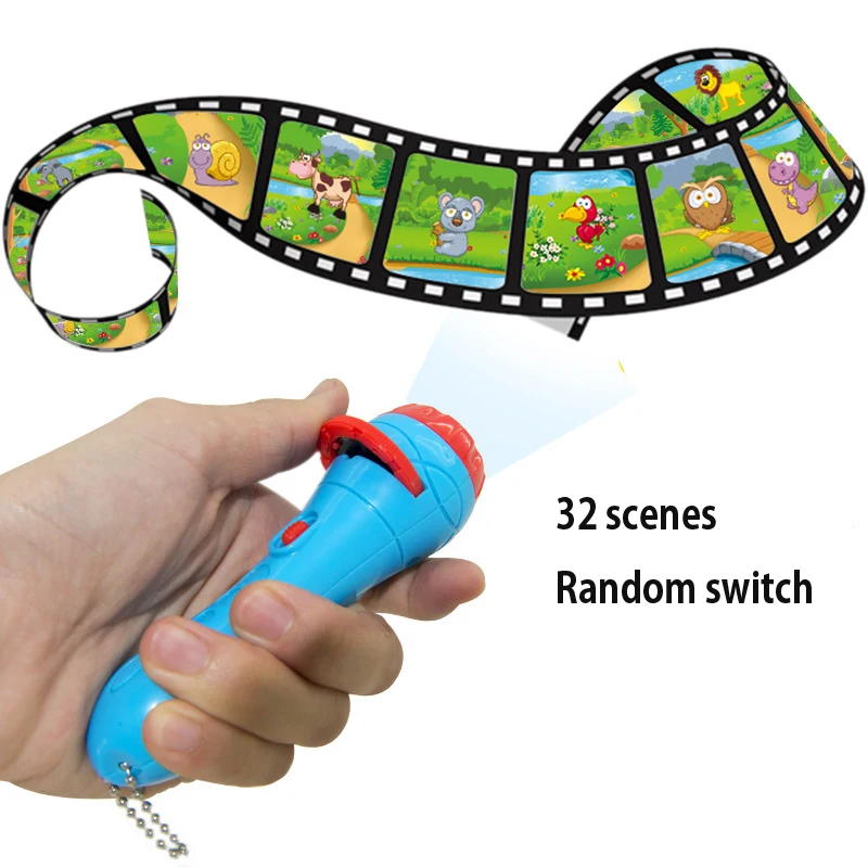 Mini Projector Torch Educational Light up Toys for Children Kids Develop Play Sleeping Stories