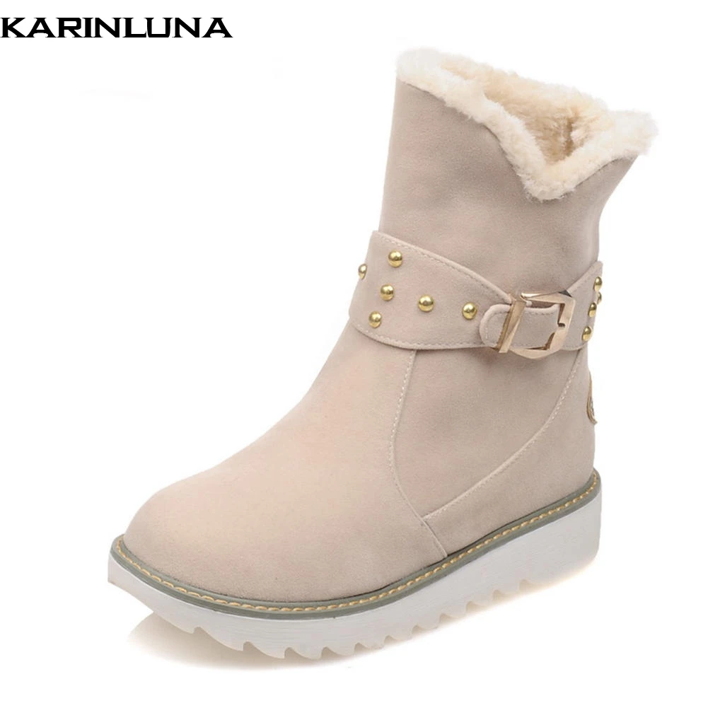 

Karinluna brand new wholesale plus Size 43 platform add fur warm shoes woman boots slip on hot sale ankle boots woman shoes