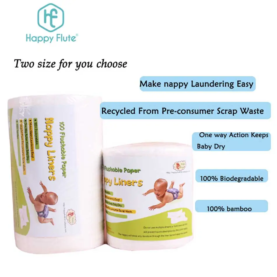 Happyflute100 Biodegradable & Flushable nappy liners disposable cloth