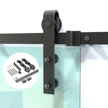 

Black Carbon steel Sliding Barn Door Hardware Set for glass door Modern Interior Glass sliding door Track Kit