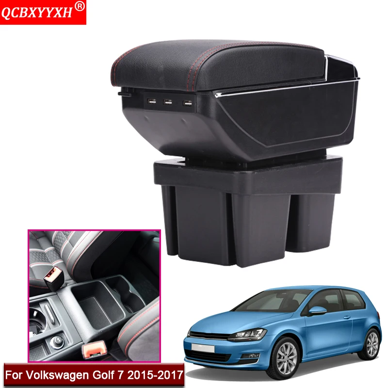 

Car Styling ABS Car Seat Armrest Box Center Console Storage Box Holder Case Auto Accessories Fit For Volkswagen Golf 7 2015-2017