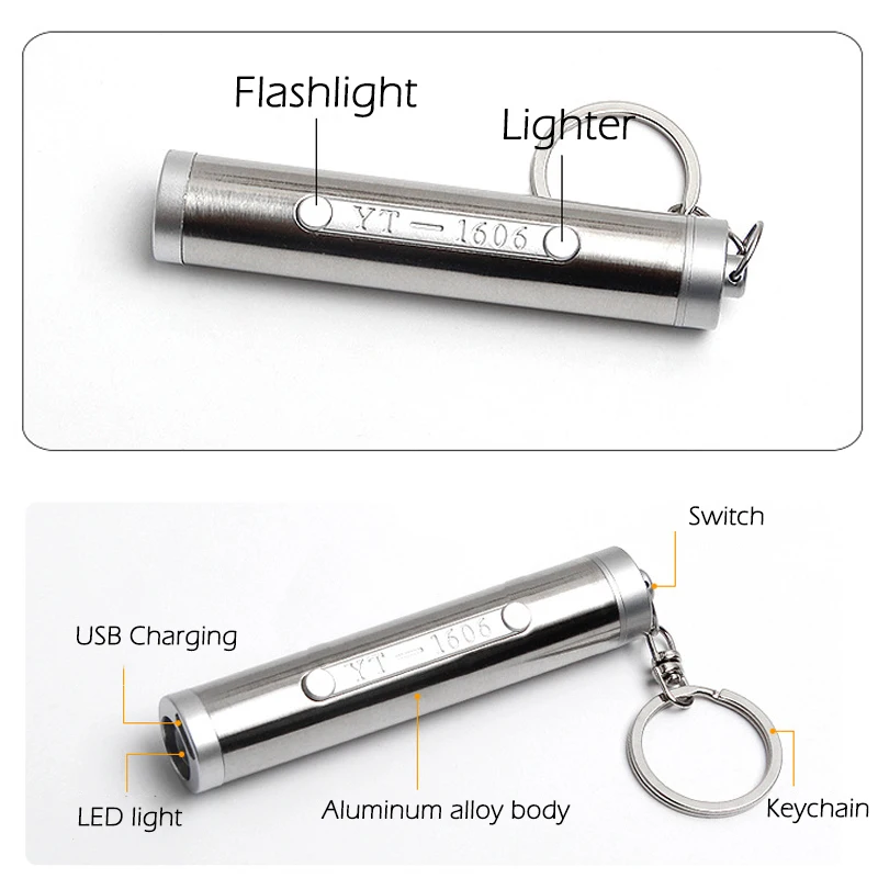 Наружный USB мини-светильник для самообороны с зарядкой, светильник er из нержавеющей стали, 2 Вт, мощный светодиодный светильник