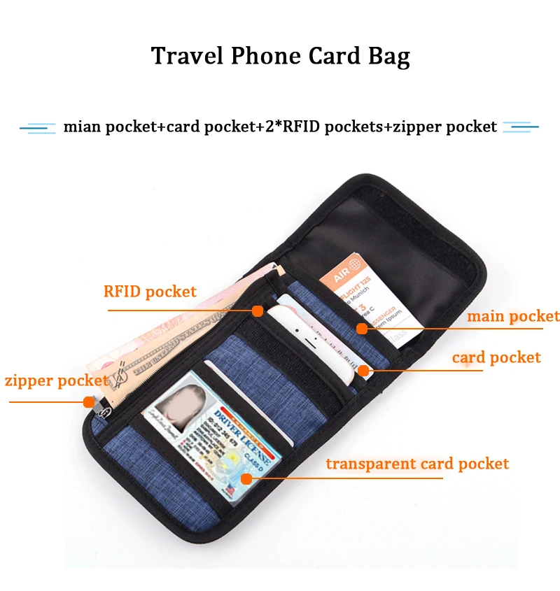 Анти-кража Путешествия Паспорт Шеи сумка RFID телефон кошелек сумка для мужчин женщин многоцелевой висит ID держатель хранения сумка