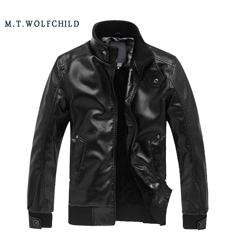 2017 New Mens Faux Leather Jackets High Quality Pu Leather Black Brown
