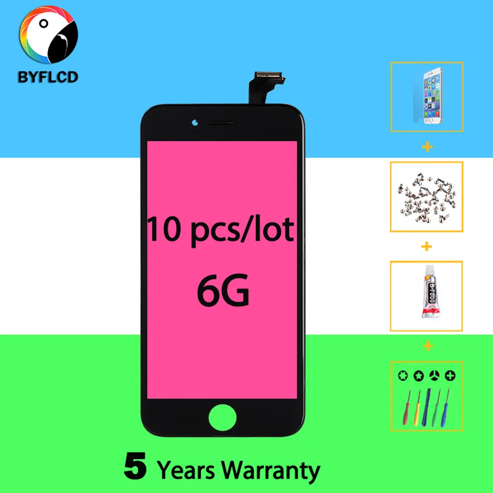 

10Pcs Mobile Phone 100% Test For Iphone 6 Display Lcd Replacement For Shenchao Screen For Iphone 6 Touch Assembly Black&White