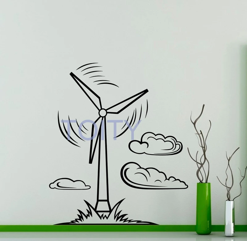 Buy Windmill Vinyl Decal Mill Clouds Wall Vinyl