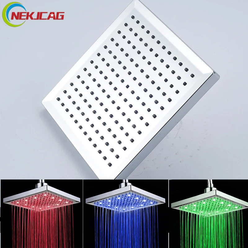 

Free Shipping High Quanlity 3 Color Changing LED Shower Head Chrome Finish ABS Plastic Material
