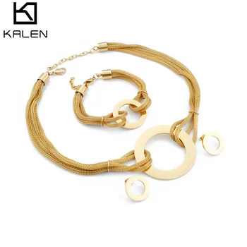 

KALEN Jewelry Sets For Women Stainless Steel Earrings & Bracelet & Necklace Set Acero Inoxidable Joyeria Mujer Femme Jewellery