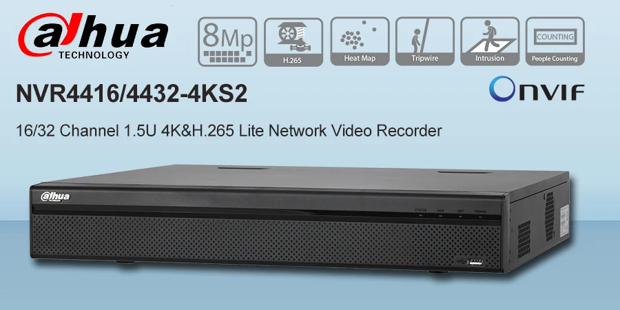 Оригинал Dahua 16CH 32CH NVR4416-4KS2 NVR4432-4KS2 4 K и H.265 Lite Сетевой Видео Регистраторы с HDMI/VGA одновременное видео выход