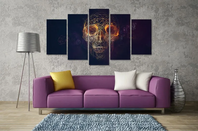 Print-geometric-skull-face-Painting-Halloween-Home-decor-Picture-living-room-wall-decor-print-Halloween-Canvas
