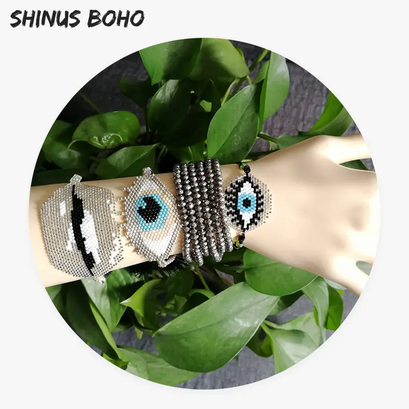 SHINUSBOHO Серебряный Delicas Miyuki сглаза браслет для женщин друг Bileklik Шарм Strand Ювелирные изделия кисточкой браслеты для мужчин - Окраска металла: MIYUKI-58