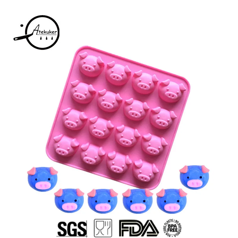 

Atekuker DIY Silicone Mold For Chocolate Confectionery Tools Small Pig Shape Ice Cube Tray Form For Sweets Candies Molds