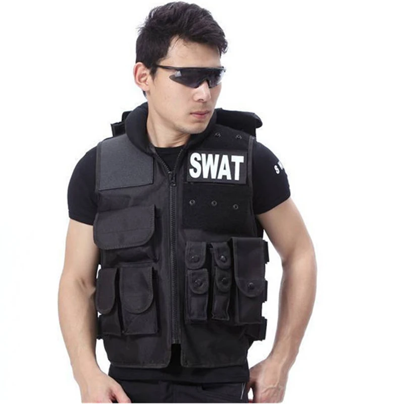 Men Black Tactical SWAT Vest Military Body Armor Sports Wear Hunting