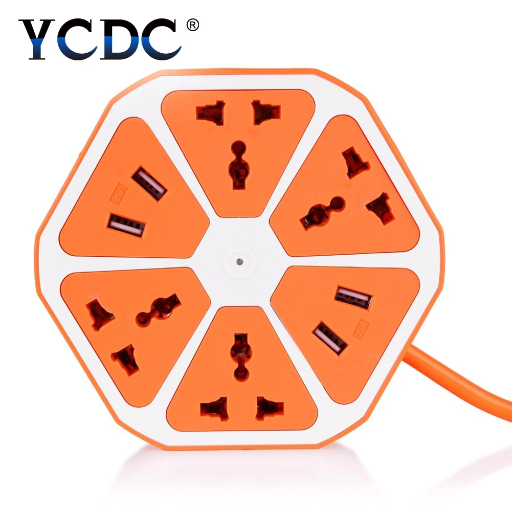 

YCDC Original Power Cube Smart Home Safe Power Socket 4 USB Ports EU Plug 4 Outlets 1.7M Adapter Extended Plug Connector