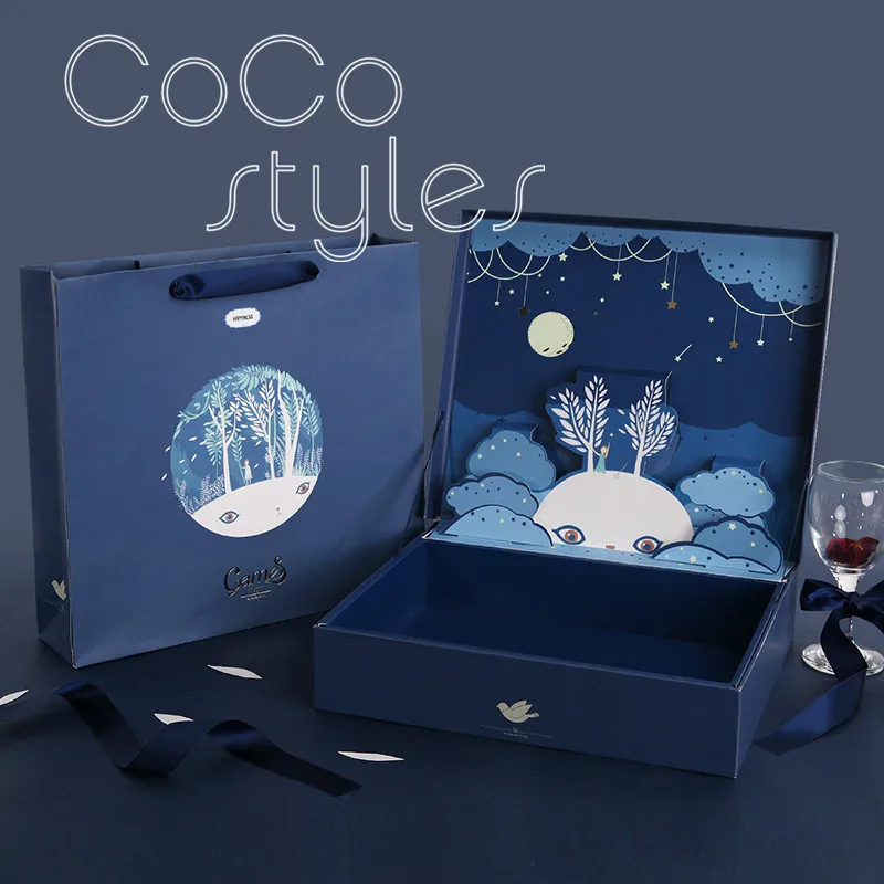 

Cocostyles bespoke blank stunning hardcover box with die cur liner and matching hand bag for party event thank you box