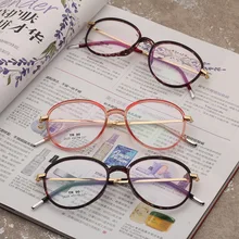 Retro TR90 box metal legs ultra light round flat mirror glasses frame 2625