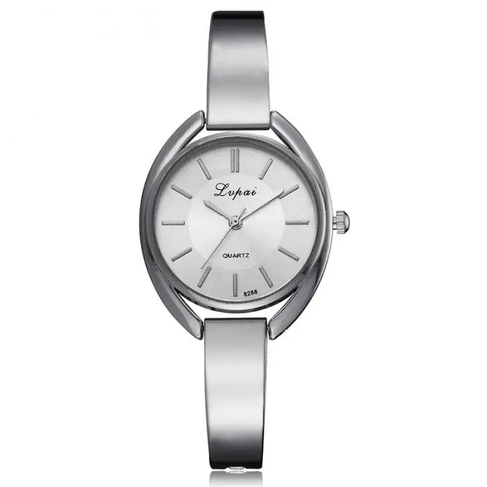Для женщин простой Стиль кварцевые наручные часы элегантный тонкий сплав ремень Повседневное часы LXH