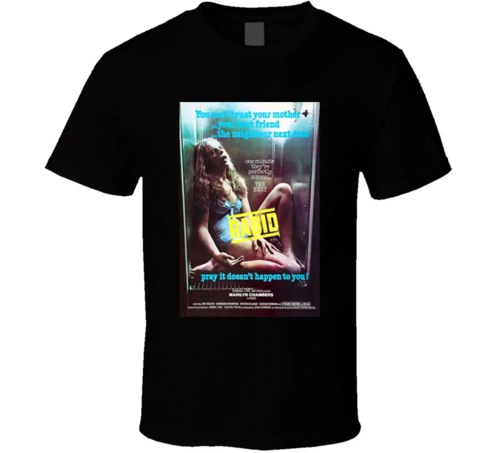 

Rabid Cool Vintage 70's Movie Poster T Shirt 100% Cotton Short Sleeve O-Neck Tops Tee Shirts
