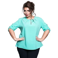 Women Blouses 2017 Summer Half Sleeve Solid Chiffon Blouse Plus Size Women Tops 6XL Big Size Ladies Work Shirts 5XL Blusas