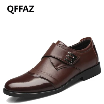 

QFFAZ Trendy leather shoe men Mens Dress Shoes sapato masculino oxford Hand Sewing slip on Business Men Shoes Men Wedding Shoes