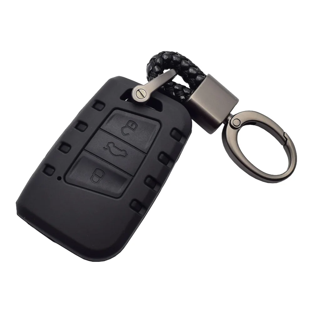 Чехол для ключей автомобиля ATOBABI для VW Skoda Superb Magotan Passat B8 A7 Golf Smart Remote Fobs Shell Cover ABS+ Силиконовый комбинированный брелок - Название цвета: Черный