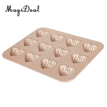 

MagiDeal Kitchen 12-cup Heart Shape Madeleine Pan Bakeware Cake Cookie Baking Mould