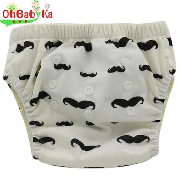 

Ohbabyka Washable Reusable Baby Diapers Adjustable Newborn Potty Training Pants with Snaps Bamboo Inside Breathable Underwear