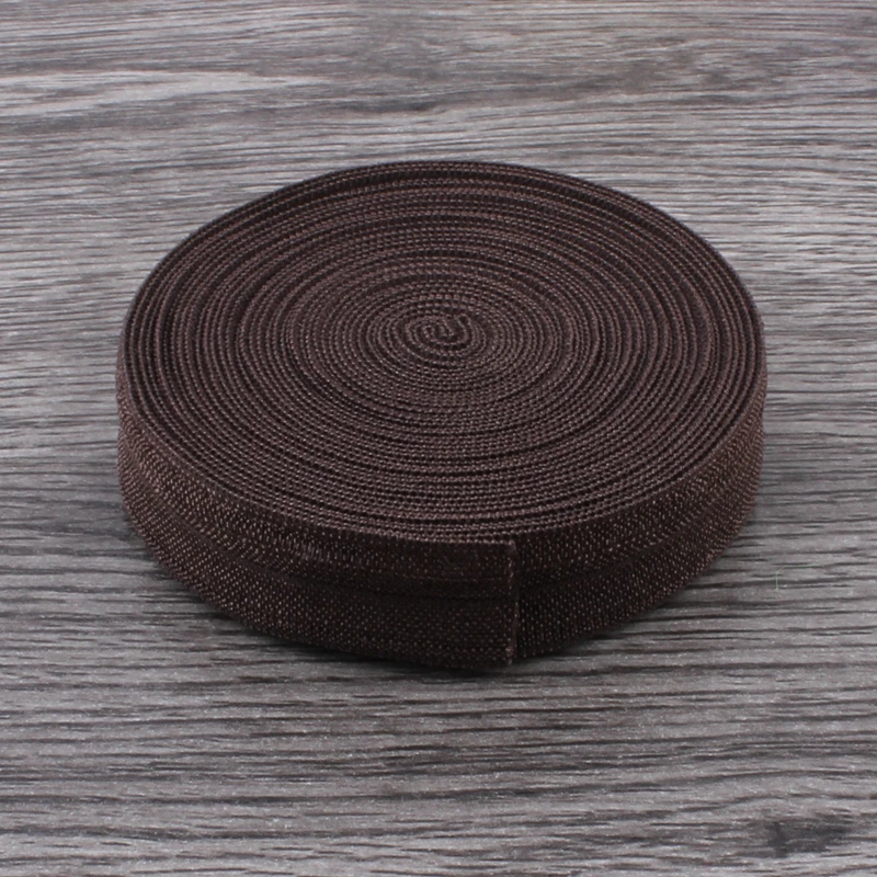 

50Y OEM 5/8 Shiny Solid Highly-flexible Nylon Folded Over Elastic Ribbon Stretch FOE for Hair Tie/Hair Bows/Elastic Headbands