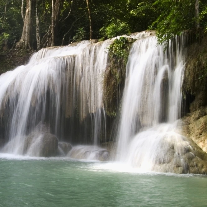 Thailand  Kanchanaburi Province  Erawan National Park  One Of The Falls From The 7-Tiered Erawan Waterfall (34 x 22)
