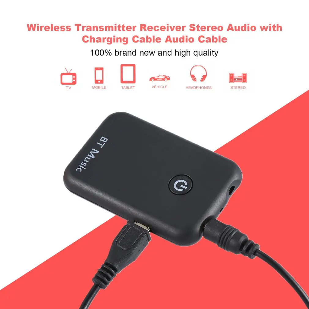 

Wireless Transmitter Receiver Adapter Stereo Audio Music Adapter With USB Charging Cable Audio Cable