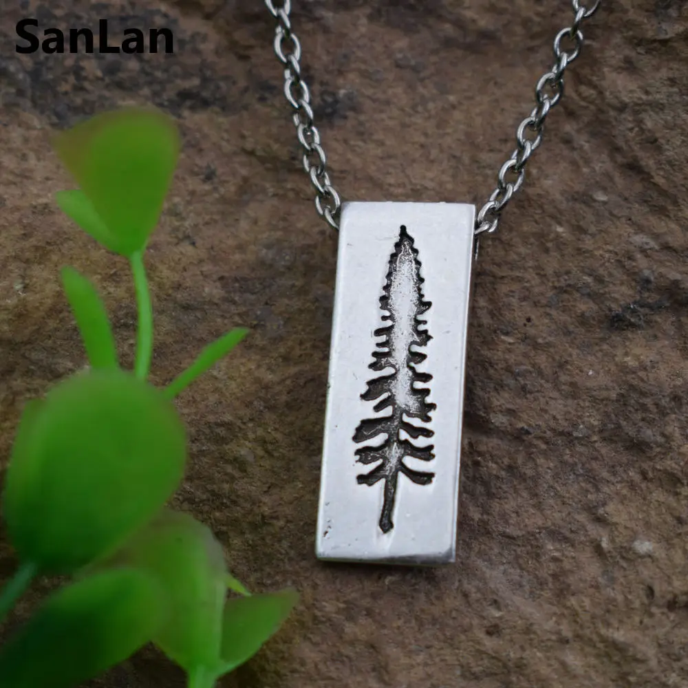 

1pcs wholesale vintage Bar Mountain Necklace Pine Tree Necklace Nature Jewelry Friendship Tree Lover Gift