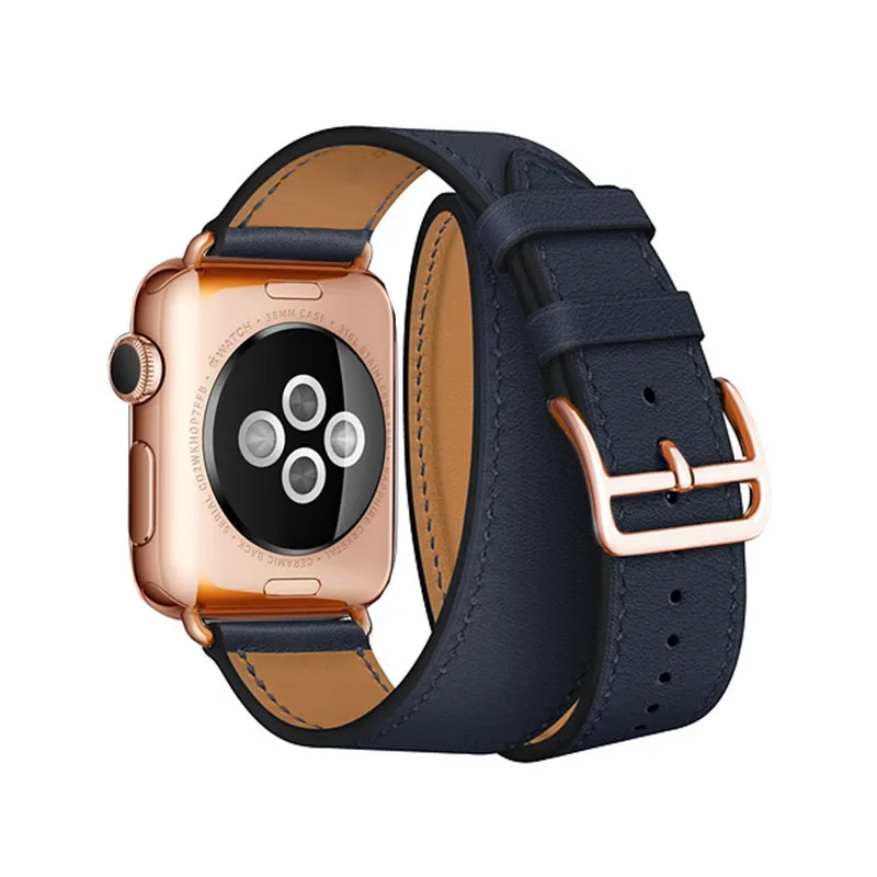 Herme логотип Пряжка розовое золото ремешок для Apple Watch 38 мм 42 44 Свифт кожаный