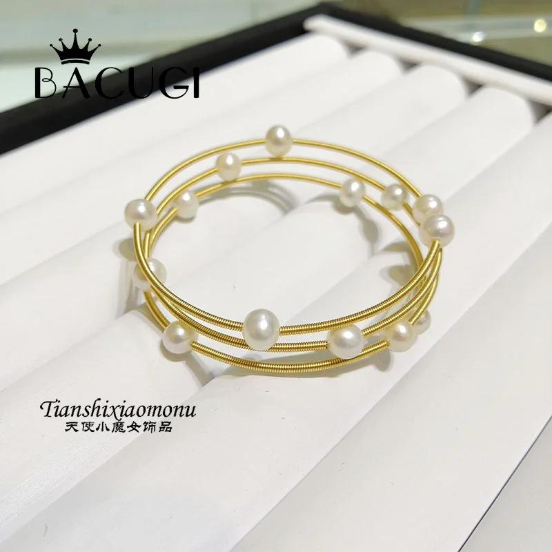 

Trendy Fashion Top Quality 8-9mm Natural Freshwater Pearl Bracelet For Women White Girl Daughter Birthday Best Gift
