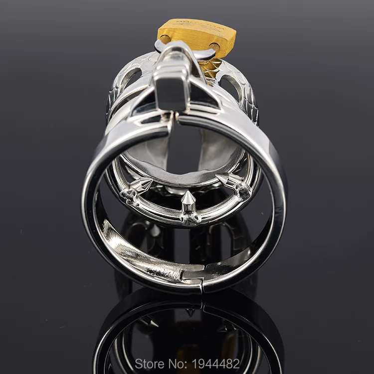 SODANDY Small Chastity Device Stainless Steel Cock Cage Metal Male Chastity Belt Penis Ring Bondage Sex Toys Dragon Totem Lock 4
