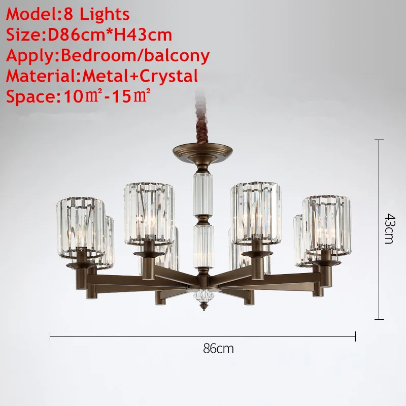 Новые Хрустальные потолочные светильники для гостиной спальни kitchern комнатная потолочная лампа современная светодиодная потолочная черная лампа освещение - Цвет корпуса: 8 lights