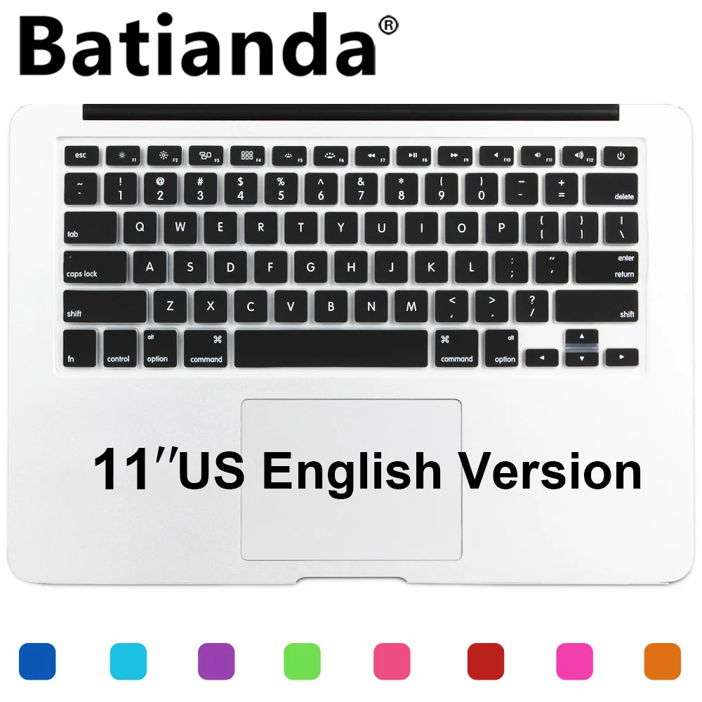 New Silicone US Version Keyboard Cover Skin For Apple MacBook Air 11 Mac Air 11.6 inch Keyboard film Only English