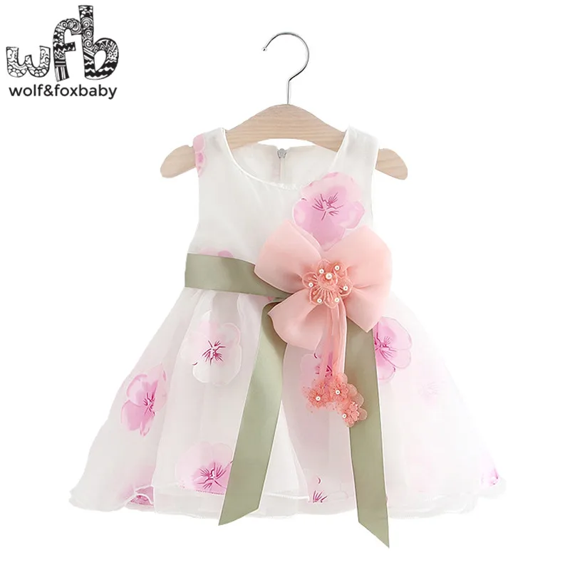 

Retail 0-4 years sleeveless girl dress lace children summer print flowers