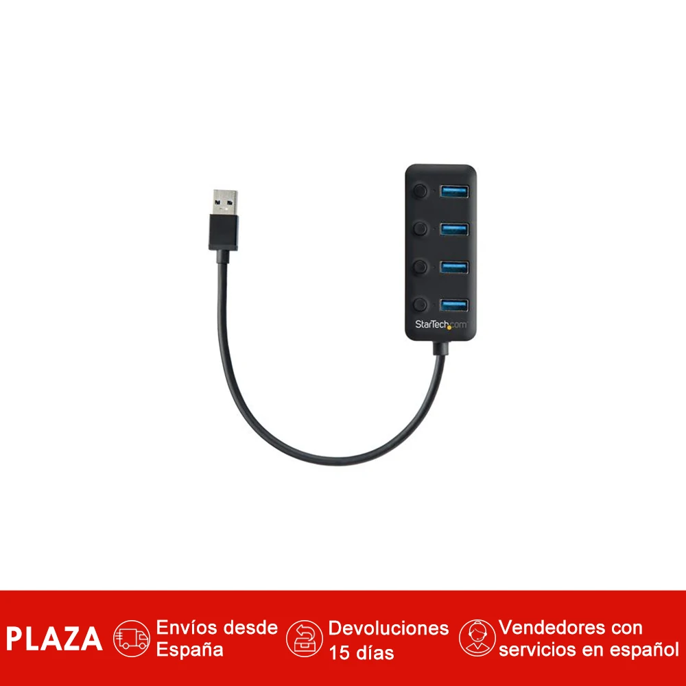 

StarTech.com Hub USB 3.0 de 4 Puertos - Ladron USB de 4 Puertos USB-A con Interruptores Individuales de Encendido/Apagado