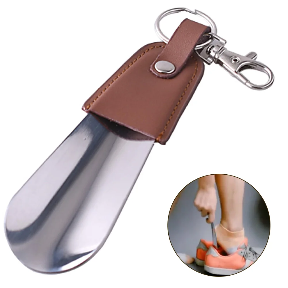 

NEW Key Ring Slip Sturdy Seniors Leather Stainless Steel Portable Mini Shoe Horn Spoon shoes accessories