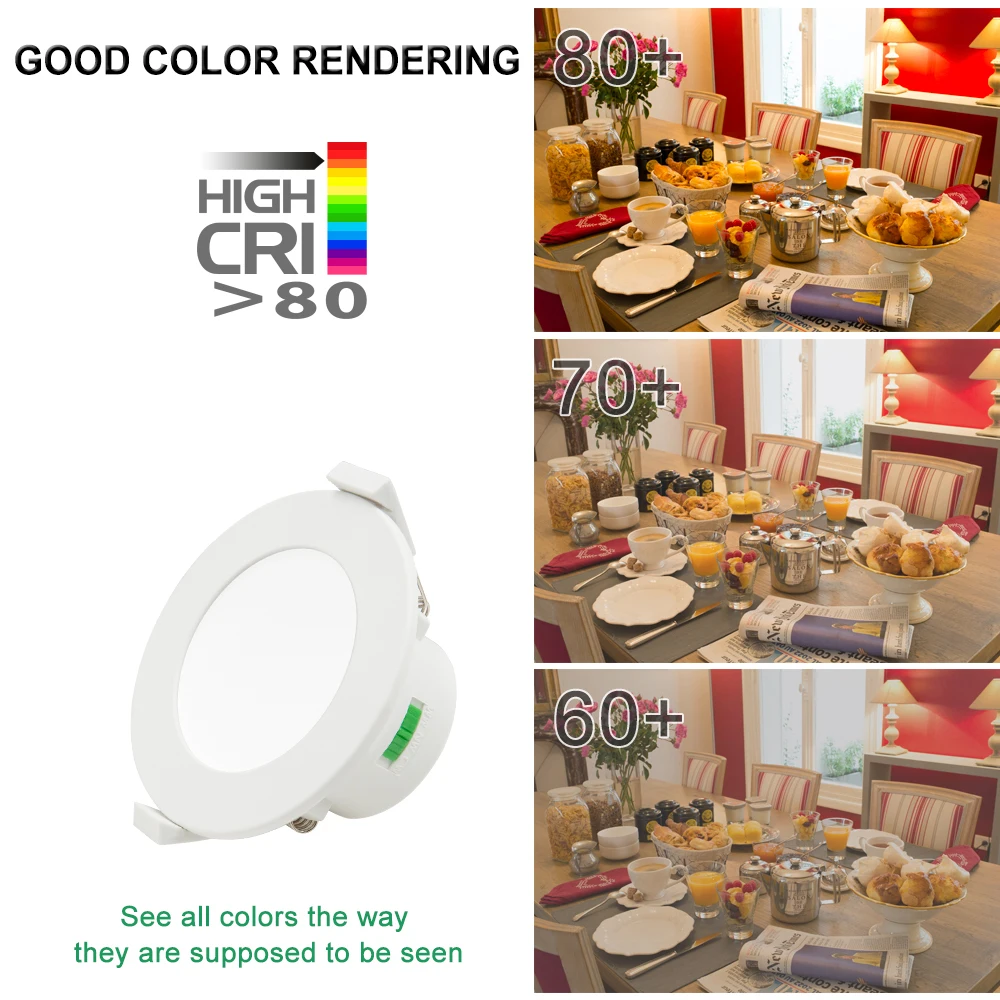 Ip44 para Banheiro de Cozinha Regulável Recesso Downlight Teto Lâmpada Dampproof 220 V-240 v Cct Ajustável Buraco Dia70-85 Led Mod. 180408 9 Luzes e Iluminação