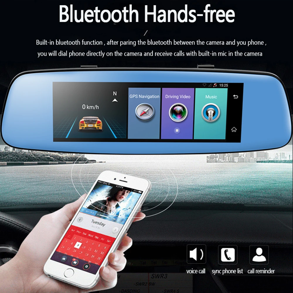 Panlelo Mirror with Navigator Android 5.0 7.84" HD 1080P Android Car GPS with Bluetooth 4.0 G-SENSOR WIFI FM RAM 1GB / ROM 16GB