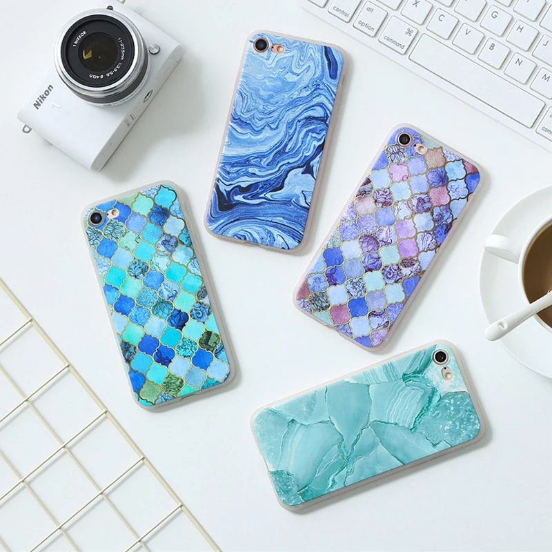 Kuulaa антидетонационных Мрамор ТПУ Телефонные Чехлы для iPhone 7 8 X случае Элитный