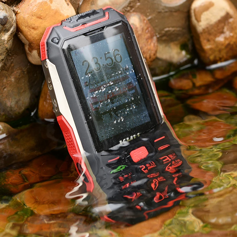 

IP67 Real Waterproof Dust Proof Shockproof Rugged Bluetooth 3.0 Vibration One Key Torch Mobile Phone Power Bank Cellphone KUH T8