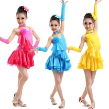 3 цвета Лидер продаж Детская Одежда для танцев Обувь для девочек Костюмы для латиноамериканских танцев платье для танцев Детская танцевальная одежда костюмы