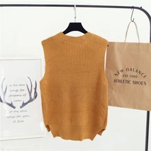 Women Sweater Winter&Autumn Casual Wild Sleeveless Sweater Vest Vest Hedging White Gray Black Khaki Navy As1612