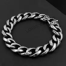 Модный браслет из титановой стали в стиле ретро, браслет из нержавеющей стали, серебряный браслет со змеиным крестом