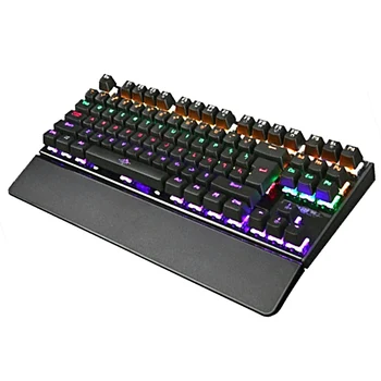 

Elisona K28 87 Keys 10 Backlit Modes Mechanical Keyboard Gaming Keypad Key Board Pad USB Detachable Hand Rest for overwatch LOL