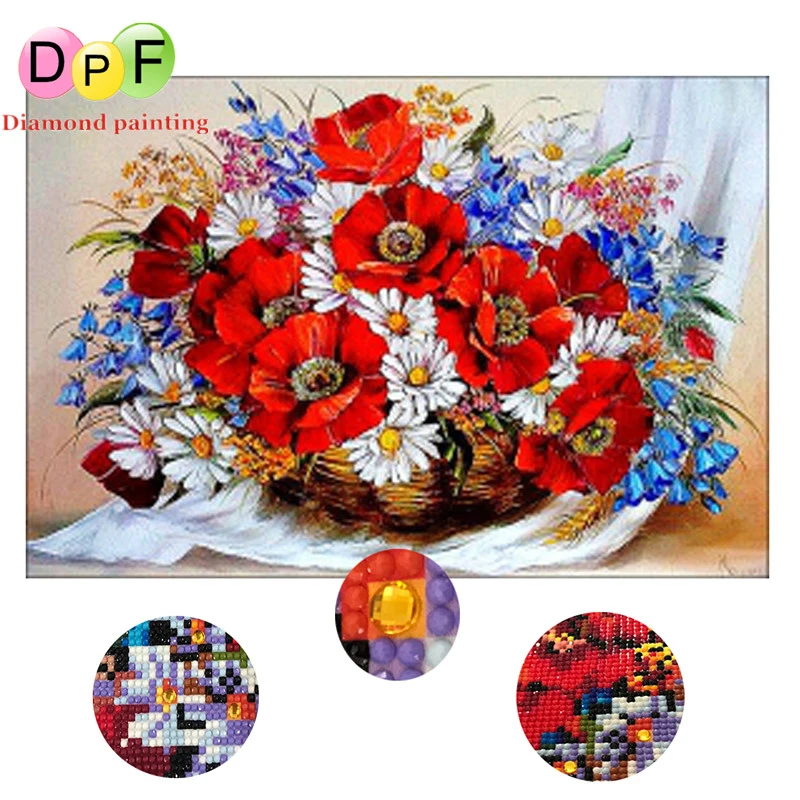 

DPF Color Floral Round full Diamond painting Cross Stitch Gift diamond Mosaic Diamond Embroidery home decor needlework ctafts