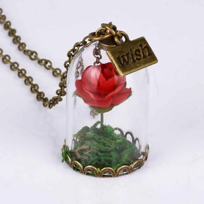 1PC Red Rose Crystal Wish Necklace Jewelry,Pretty Girl