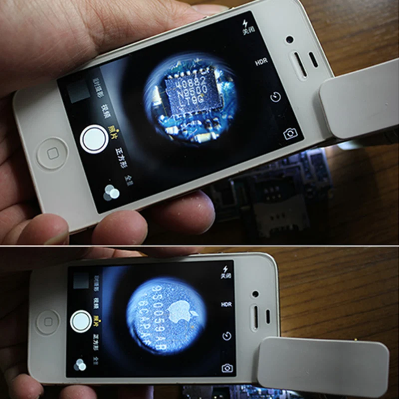 العالمي الهاتف المحمول المجهر ماكرو عدسة 60X زووم بصري المكبر كاميرا دقيقة كليب LED العدسات ل فون SE 5 S 6 S زائد